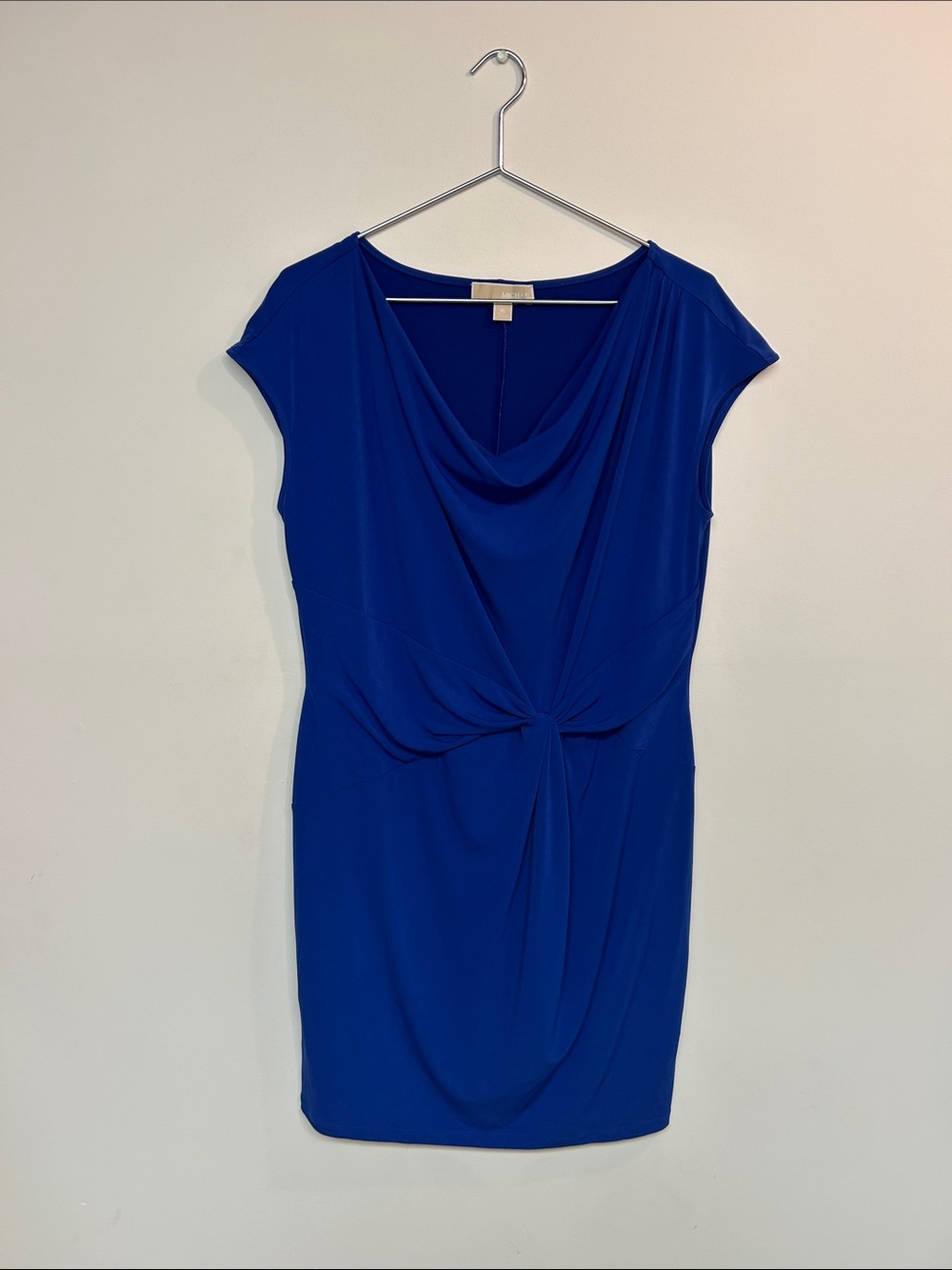 MICHAEL Michael Kors Cowl-Neck Knot Front Midi Dress in Royal Blue